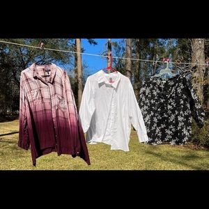 3 women’s tops various materials